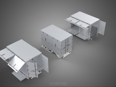 3 COLLECTION FRAME STRUCTURE BOX TRUCK CARGO PICKUP FREIGHT CAR 3D 模型