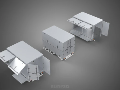 3 COLLECTION FRAME STRUCTURE BOX TRUCK CARGO PICKUP FREIGHT CAR 3D Model