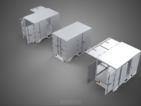 3 COLLECTION FRAME STRUCTURE BOX TRUCK CARGO PICKUP FREIGHT CAR 3D 模型