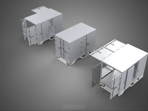 3 COLLECTION FRAME STRUCTURE BOX TRUCK CARGO PICKUP FREIGHT CAR 3D Model