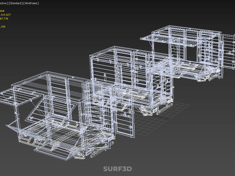 3 COLLECTION FRAME STRUCTURE BOX TRUCK CARGO PICKUP FREIGHT CAR 3D 模型