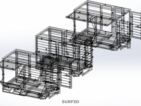 3 COLLECTION FRAME STRUCTURE BOX TRUCK CARGO PICKUP FREIGHT CAR 3D 模型