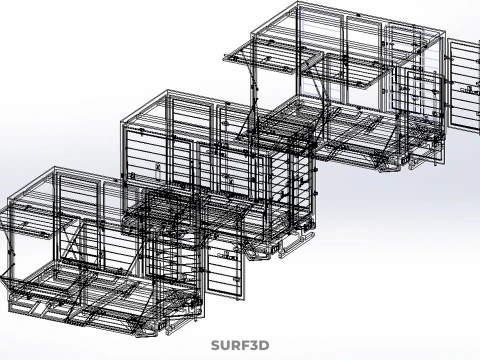 3 COLLECTION FRAME STRUCTURE BOX TRUCK CARGO PICKUP FREIGHT CAR 3D Model