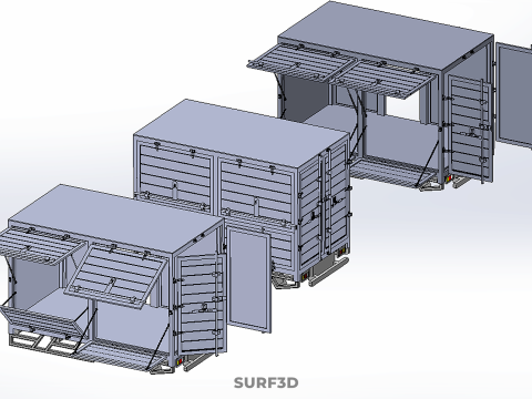 3 COLLECTION FRAME STRUCTURE BOX TRUCK CARGO PICKUP FREIGHT CAR 3D 模型