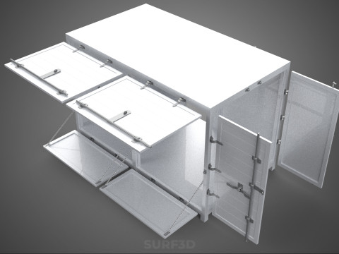 МАГАЗИН ПРОДОВОЛЬСТВЕННЫЙ ЯЩИК ГРУЗОВИК БОКОВАЯ ДВЕРЬ СТОЙКА СТОЙКА ДЛЯ ПИТАНИЯ ФУРГОН АВТОМОБИЛЬ 3D Модель
