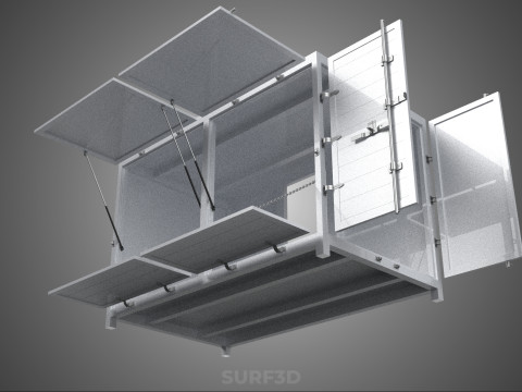 МАГАЗИН ПРОДОВОЛЬСТВЕННЫЙ ЯЩИК ГРУЗОВИК БОКОВАЯ ДВЕРЬ СТОЙКА СТОЙКА ДЛЯ ПИТАНИЯ ФУРГОН АВТОМОБИЛЬ 3D Модель