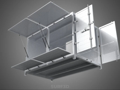 NEGOZIO NEGOZIO SCATOLA DI CIBO CAMION PORTA LATERALE STAND CATERING VAN AUTO Modello 3D