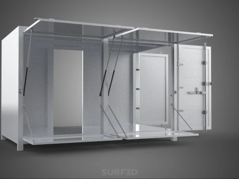 NEGOZIO NEGOZIO SCATOLA DI CIBO CAMION PORTA LATERALE STAND CATERING VAN AUTO Modello 3D