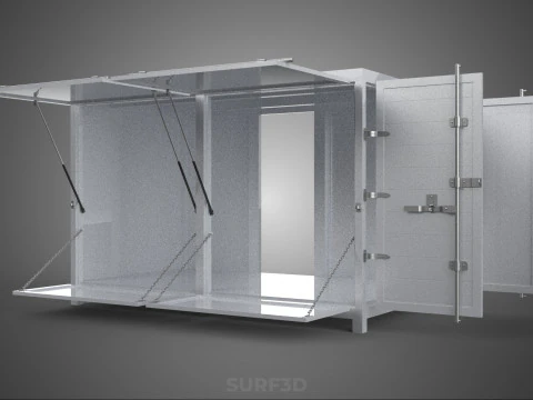 NEGOZIO NEGOZIO SCATOLA DI CIBO CAMION PORTA LATERALE STAND CATERING VAN AUTO Modello 3D