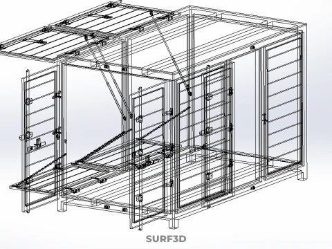 NEGOZIO NEGOZIO SCATOLA DI CIBO CAMION PORTA LATERALE STAND CATERING VAN AUTO Modello 3D