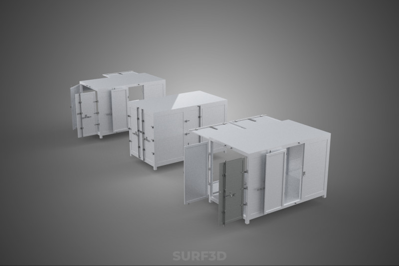 3 CONFIGURATION CLOSED OPEN BOX TRUCK DELIVERY CARGO PICKUP CAR Model 3D .c4d .max .obj .3ds .fbx .stl .blend