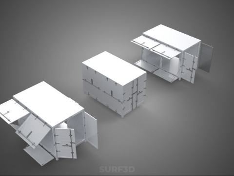 3 CONFIGURATION CLOSED OPEN BOX TRUCK DELIVERY CARGO PICKUP CAR 3D Modell