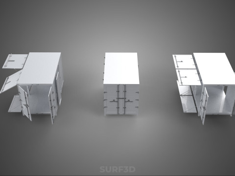 3 CONFIGURATION CLOSED OPEN BOX TRUCK DELIVERY CARGO PICKUP CAR 3D Modell