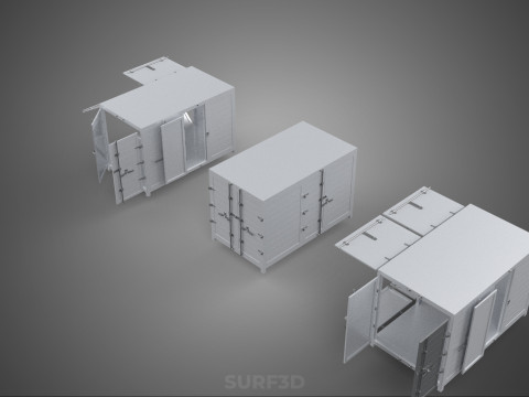 3 CONFIGURATION CLOSED OPEN BOX TRUCK DELIVERY CARGO PICKUP CAR 3D Modell