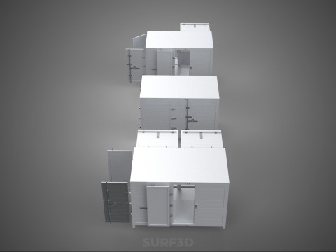 3 CONFIGURATION CLOSED OPEN BOX TRUCK DELIVERY CARGO PICKUP CAR 3D Modell