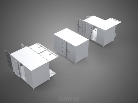 3 CONFIGURATION CLOSED OPEN BOX TRUCK DELIVERY CARGO PICKUP CAR 3D Modell