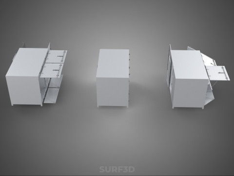 3 CONFIGURATION CLOSED OPEN BOX TRUCK DELIVERY CARGO PICKUP CAR 3D Modell