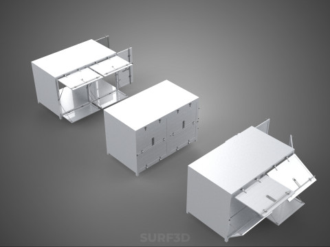 3 CONFIGURATION CLOSED OPEN BOX TRUCK DELIVERY CARGO PICKUP CAR 3D Modell