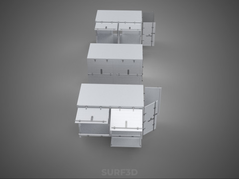 3 CONFIGURATION CLOSED OPEN BOX TRUCK DELIVERY CARGO PICKUP CAR 3D Modell