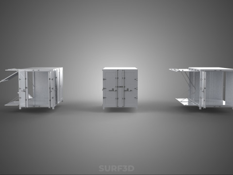 3 CONFIGURATION CLOSED OPEN BOX TRUCK DELIVERY CARGO PICKUP CAR 3D Modell