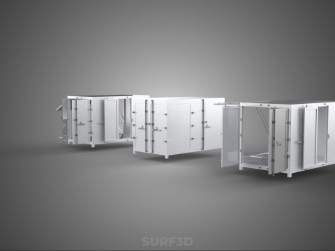 3 CONFIGURATION CLOSED OPEN BOX TRUCK DELIVERY CARGO PICKUP CAR 3D Modell