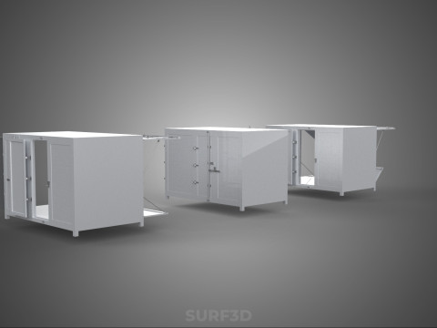 3 CONFIGURATION CLOSED OPEN BOX TRUCK DELIVERY CARGO PICKUP CAR 3D Modell
