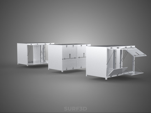 3 CONFIGURATION CLOSED OPEN BOX TRUCK DELIVERY CARGO PICKUP CAR 3D Modell
