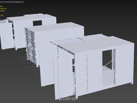 3 CONFIGURATION CLOSED OPEN BOX TRUCK DELIVERY CARGO PICKUP CAR 3D Modell