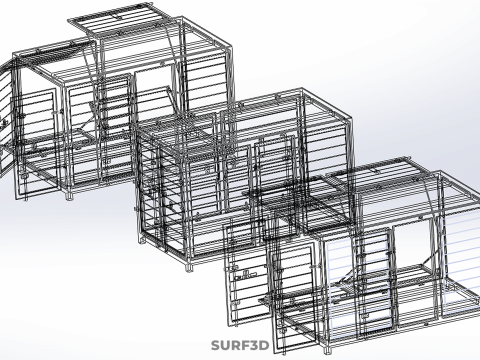 3 CONFIGURATION CLOSED OPEN BOX TRUCK DELIVERY CARGO PICKUP CAR 3D Modell