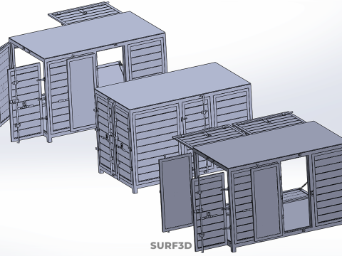 3 CONFIGURATION CLOSED OPEN BOX TRUCK DELIVERY CARGO PICKUP CAR 3D Modell