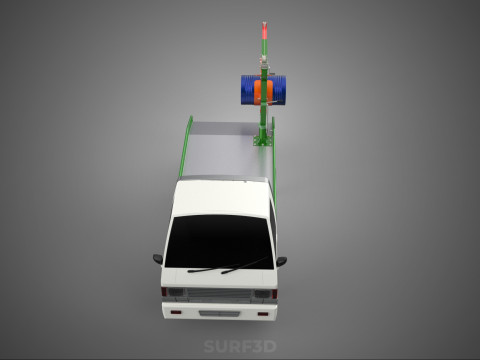 FLATBED TRUCK PICKUP CRANE LIFTING WINCH HOIST JIB DRUM BARREL Modelo 3D