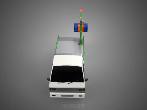 FLATBED TRUCK PICKUP CRANE LIFTING WINCH HOIST JIB DRUM BARREL 3D Model