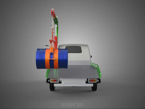 FLATBED TRUCK PICKUP CRANE LIFTING WINCH HOIST JIB DRUM BARREL 3D Model