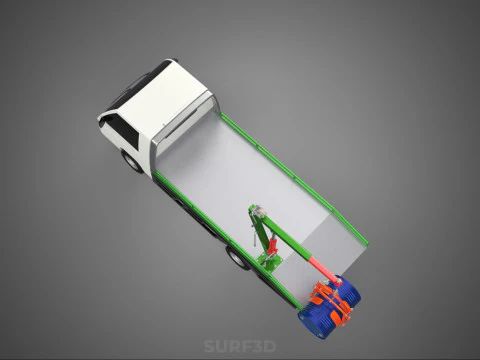 FLATBED TRUCK PICKUP CRANE LIFTING WINCH HOIST JIB DRUM BARREL 3D Model