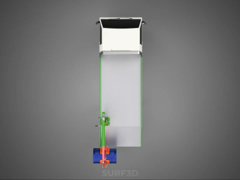 FLATBED TRUCK PICKUP CRANE LIFTING WINCH HOIST JIB DRUM BARREL 3D Model