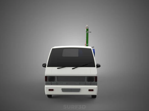 FLATBED TRUCK PICKUP CRANE LIFTING WINCH HOIST JIB DRUM BARREL 3D Model