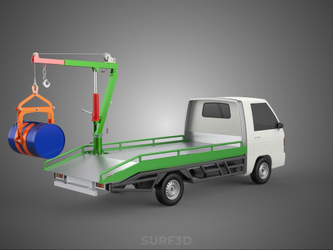 FLATBED TRUCK PICKUP CRANE LIFTING WINCH HOIST JIB DRUM BARREL Modelo 3D
