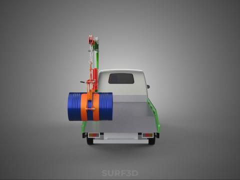 FLATBED TRUCK PICKUP CRANE LIFTING WINCH HOIST JIB DRUM BARREL Modelo 3D