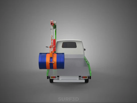 FLATBED TRUCK PICKUP CRANE LIFTING WINCH HOIST JIB DRUM BARREL 3D Model