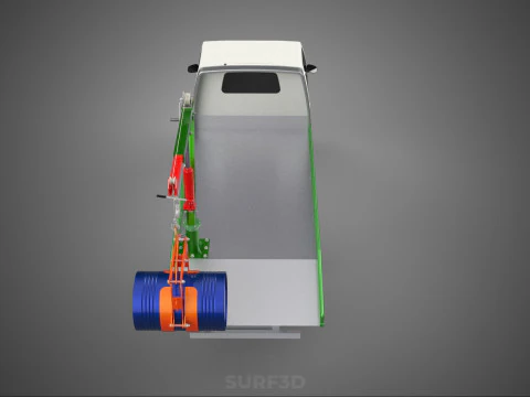 FLATBED TRUCK PICKUP CRANE LIFTING WINCH HOIST JIB DRUM BARREL 3D Model