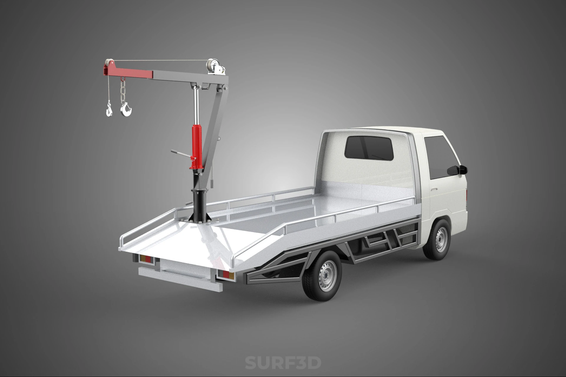 CRANE LIFTING SWIVEL WINCH HOIST JIB HOOK FLATBED TRUCK PICKUP 3D Model .c4d .max .obj .3ds .fbx .stl .blend