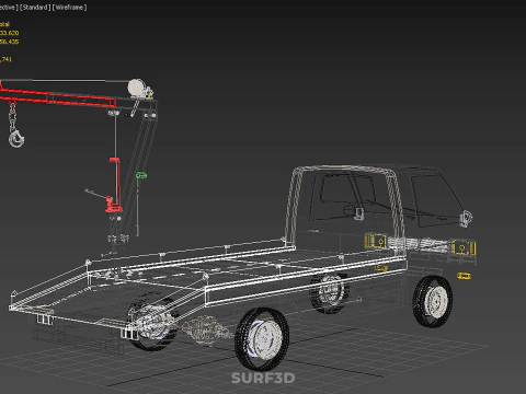 CRANE LIFTING SWIVEL WINCH HOIST JIB HOOK FLATBED TRUCK PICKUP 3D Model