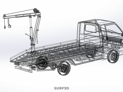 CRANE LIFTING SWIVEL WINCH HOIST JIB HOOK FLATBED TRUCK PICKUP 3Dモデル