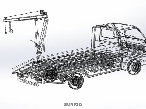 CRANE LIFTING SWIVEL WINCH HOIST JIB HOOK FLATBED TRUCK PICKUP 3D Model