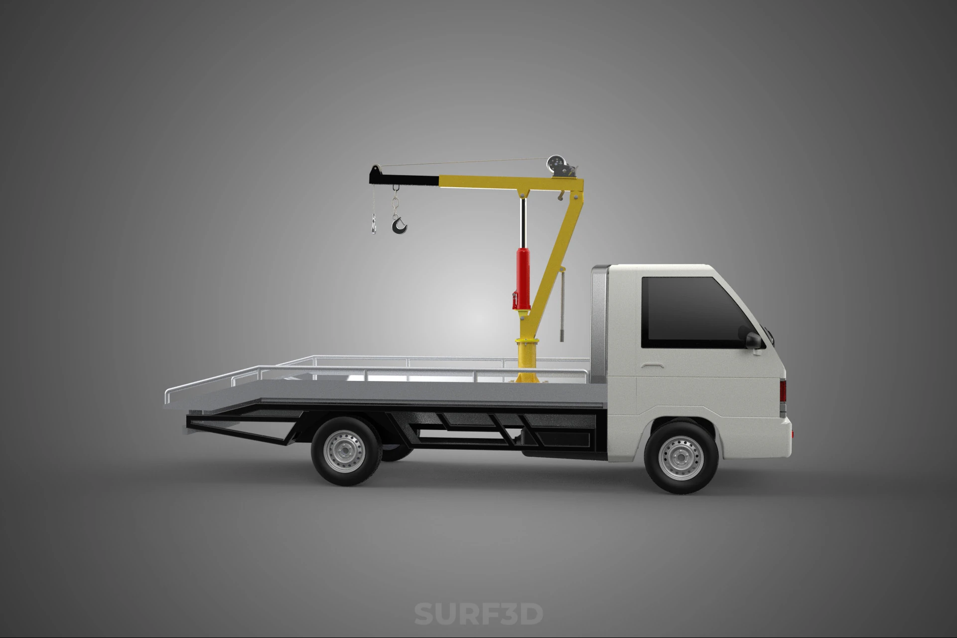 HYDRAULIC CRANE MANUAL HAND CRANK WINCH HOOK JIB TRUCK PICKUP 3D Model .c4d .max .obj .3ds .fbx .stl .blend 