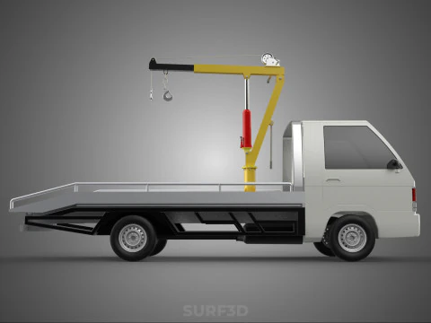 HYDRAULIC CRANE MANUAL HAND CRANK WINCH HOOK JIB TRUCK PICKUP 3D Model