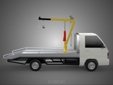 HYDRAULIC CRANE MANUAL HAND CRANK WINCH HOOK JIB TRUCK PICKUP 3D Модель