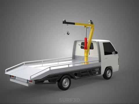 HYDRAULIC CRANE MANUAL HAND CRANK WINCH HOOK JIB TRUCK PICKUP 3D Model