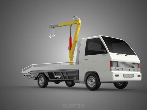 HYDRAULIC CRANE MANUAL HAND CRANK WINCH HOOK JIB TRUCK PICKUP 3D Model
