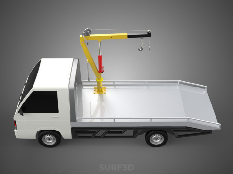 HYDRAULIC CRANE MANUAL HAND CRANK WINCH HOOK JIB TRUCK PICKUP 3D Модель